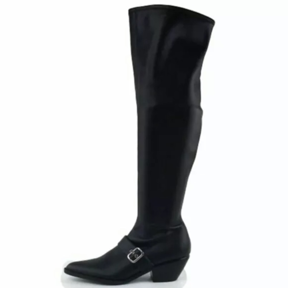 Marc Fisher Leather Tall Over-The-Knee Buckle boot